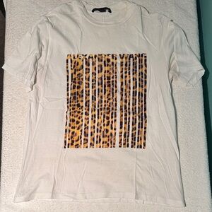 Alexander Wang White T-Shirt with Leopard Print Barcode